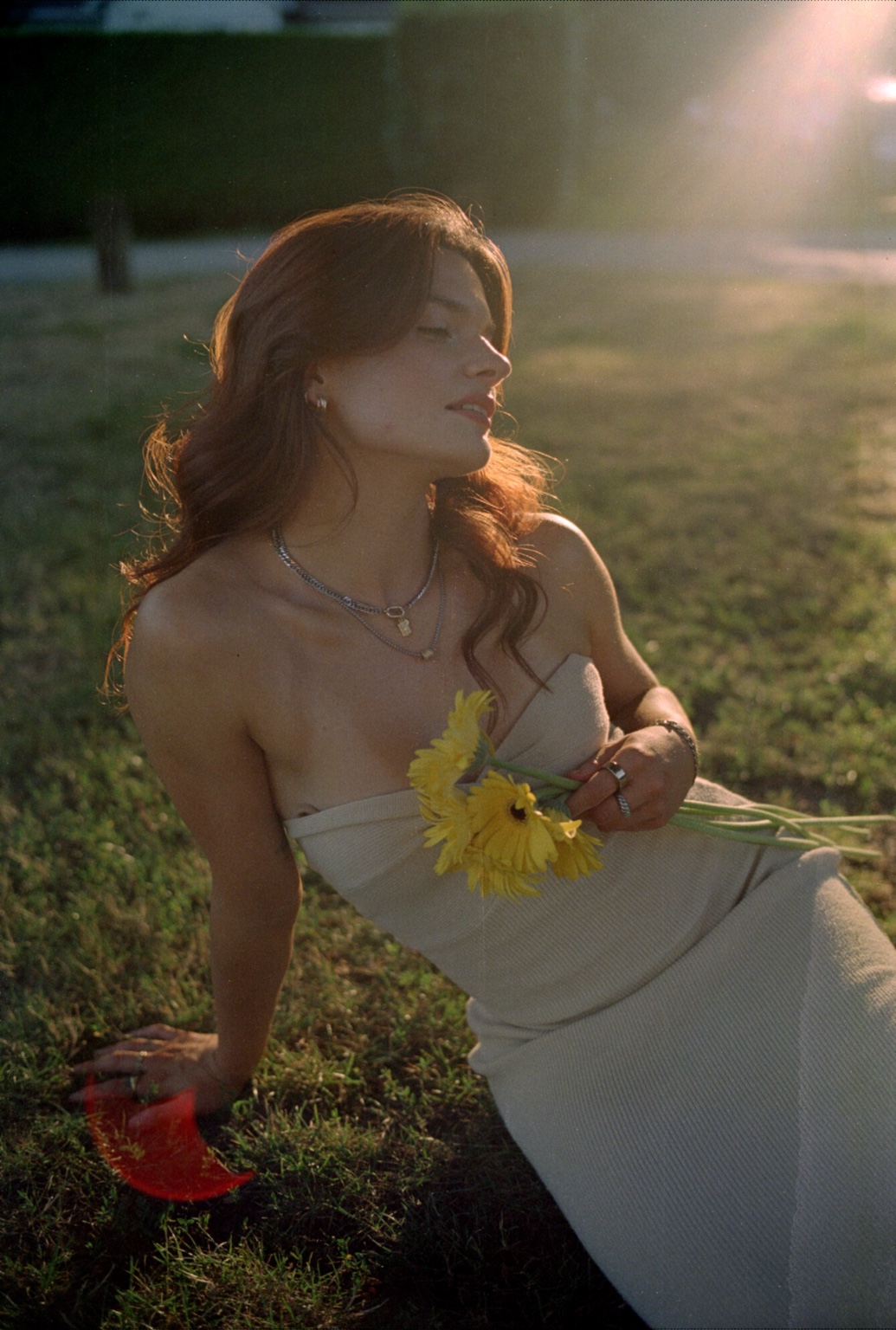 Warm backlit portrait on grass